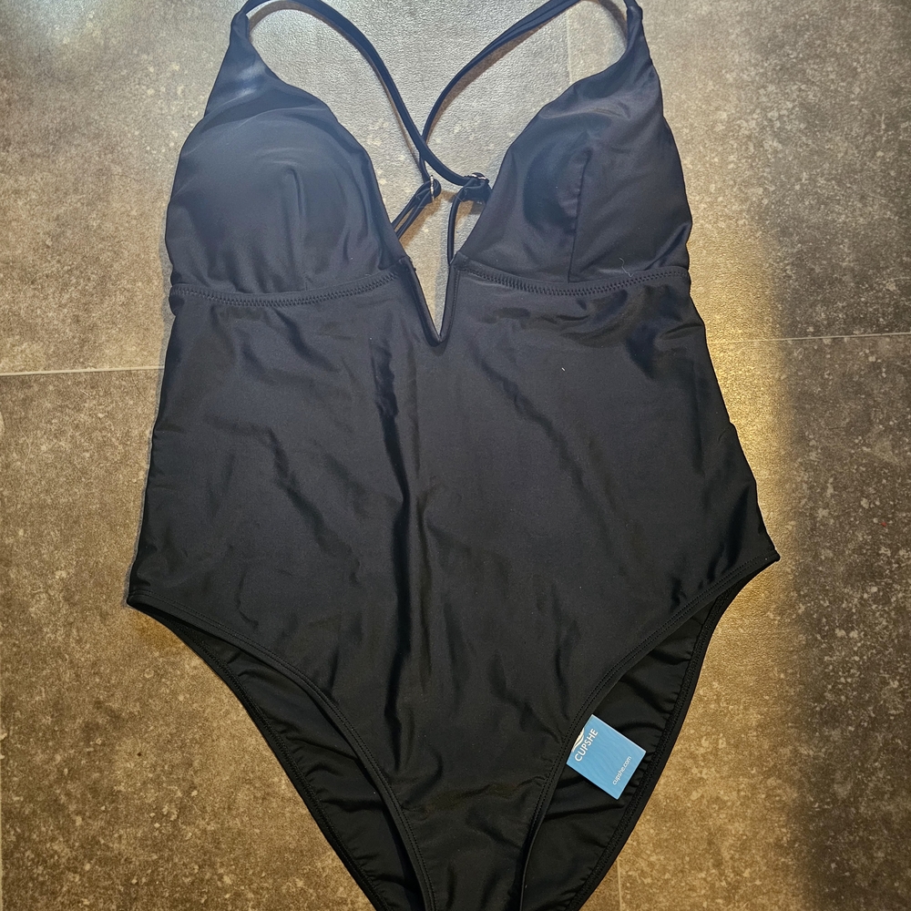 🌊 Cupshe Black One-Piece Swimsuit – XL, NWT